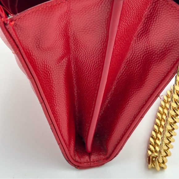 Yves Saint Laurent Red Quilted Clutch with Gold Chain - Picture 11 of 16